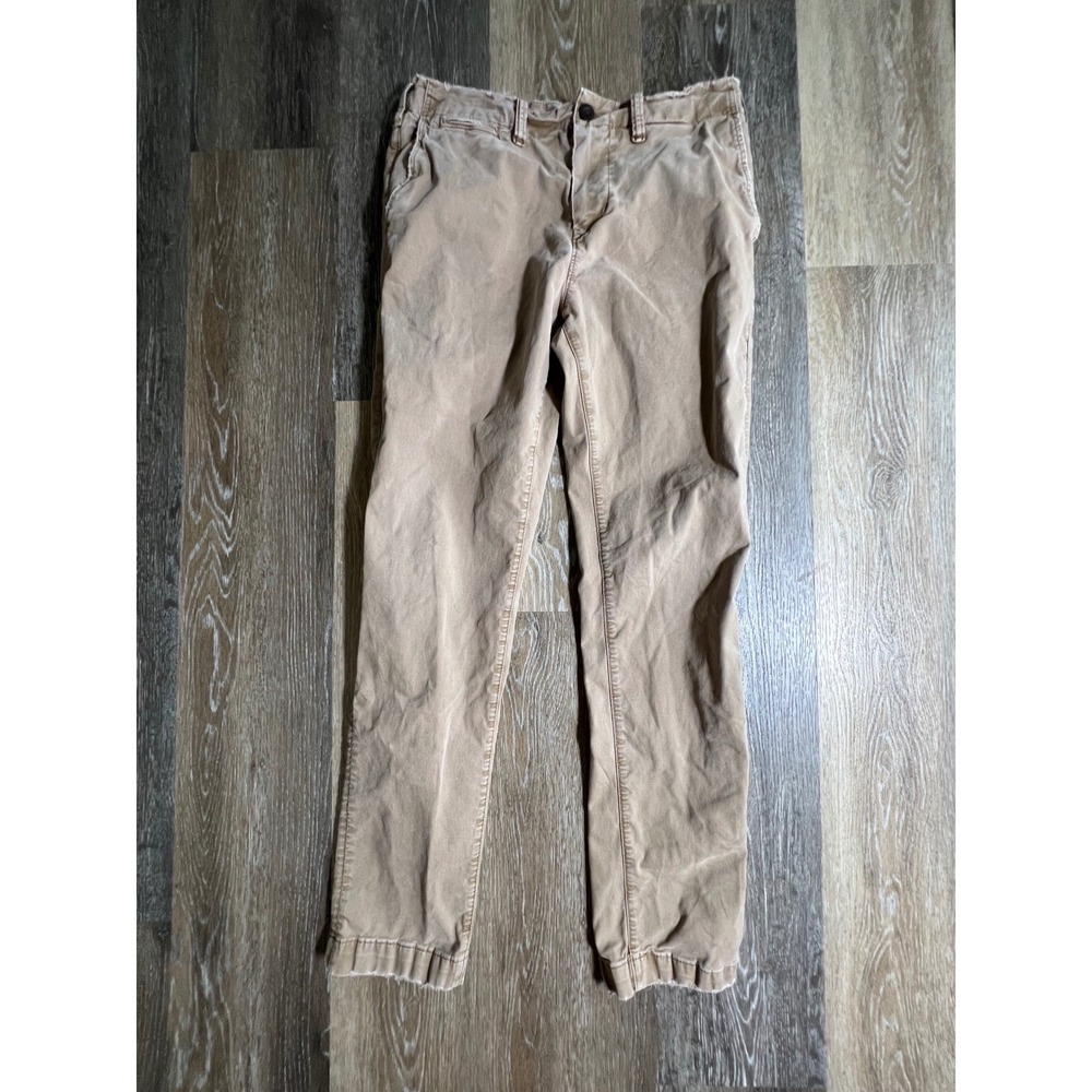 American Eagle Jogger Pants Mens 30x32 Tan Khaki Good Distressed Slim Chino